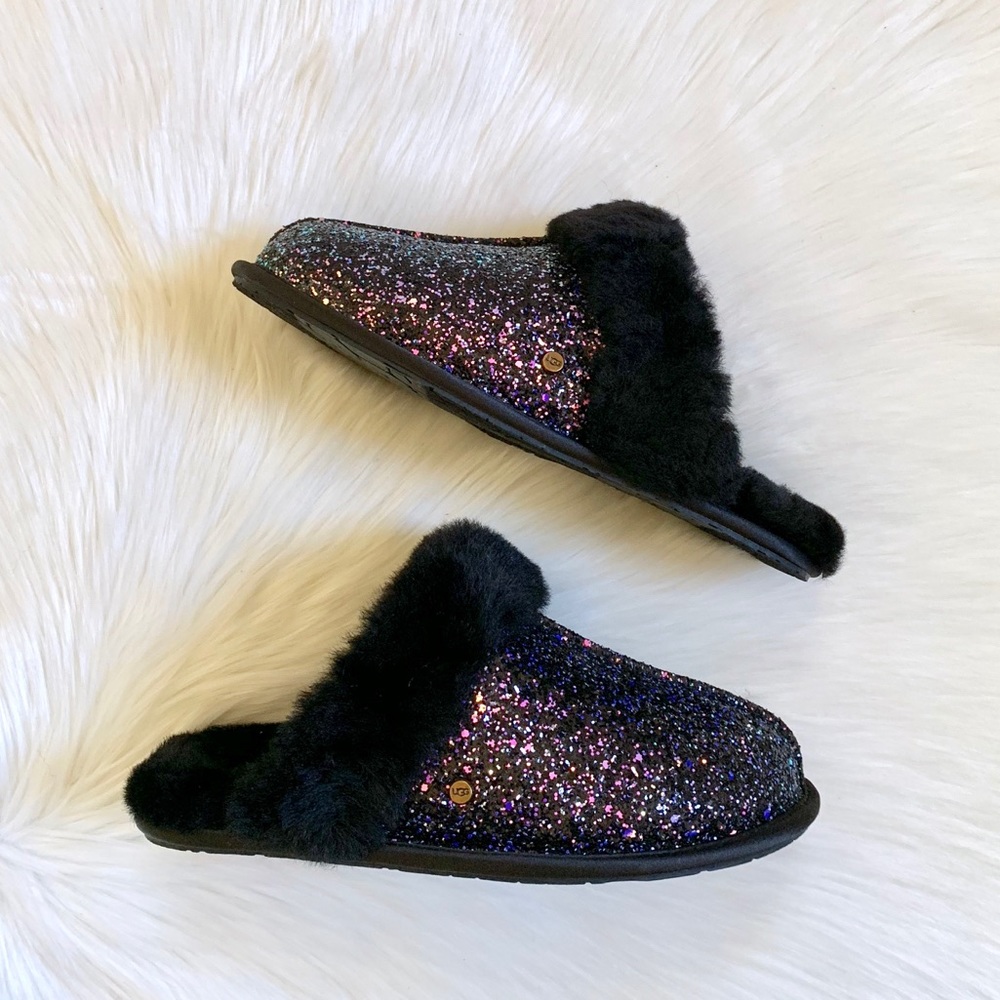UGG Black Scuffette II Cosmos Glitter Slippers - Picture 2 of 8